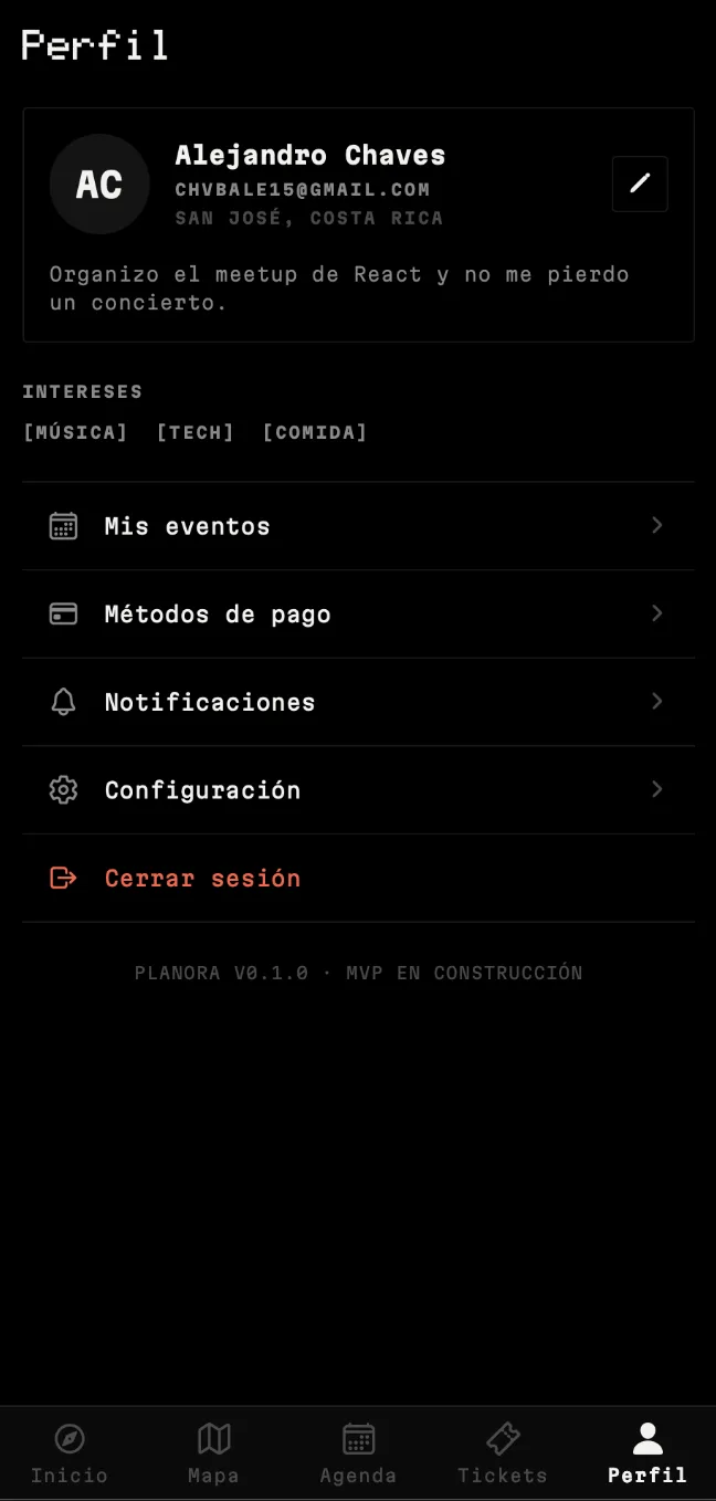 Profile — mobile